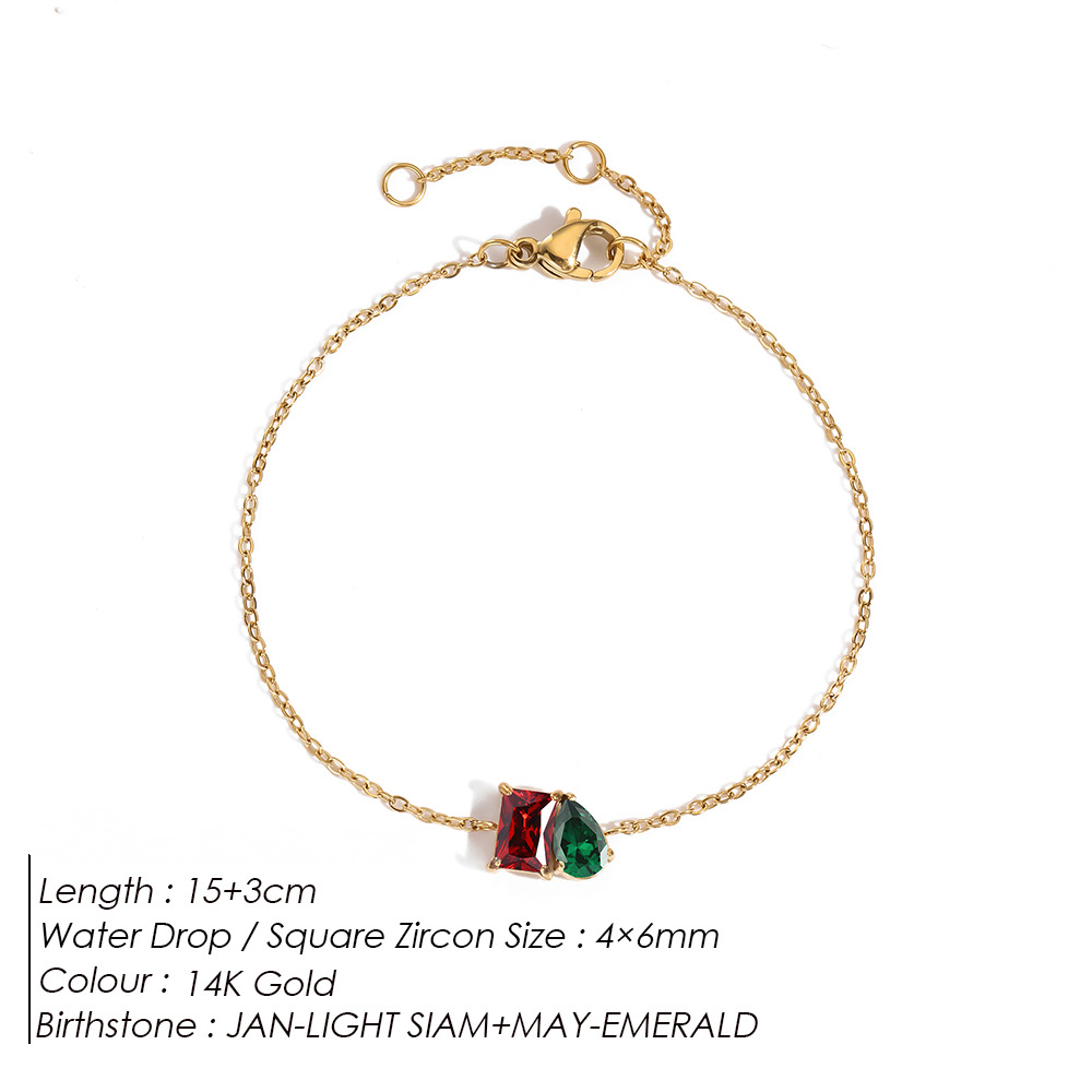 Stainless Steel Birthday Stone Bracelet