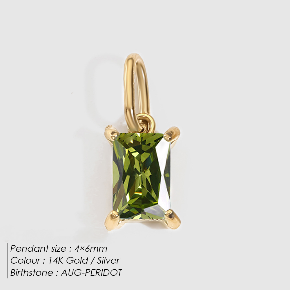 Stainless Steel Geometric Square Cubic Zirconia Necklace Pendant