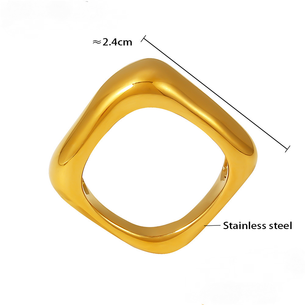Stainless Steel Polished Minimalist Square Ring