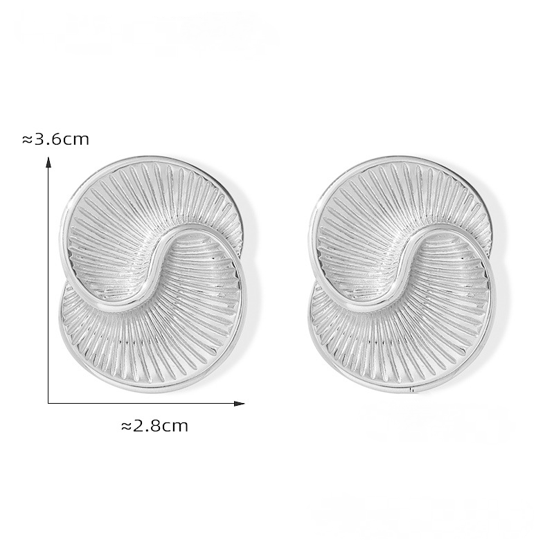 Stainless Steel Water Drop Shape Spiral Stud Earrings