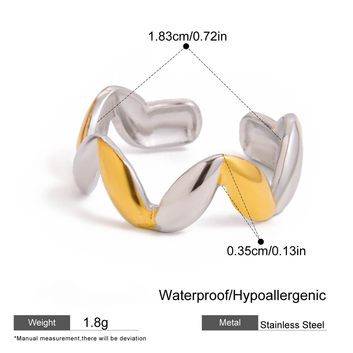 Stainless Steel Two-Tone Gold and Steel Ring