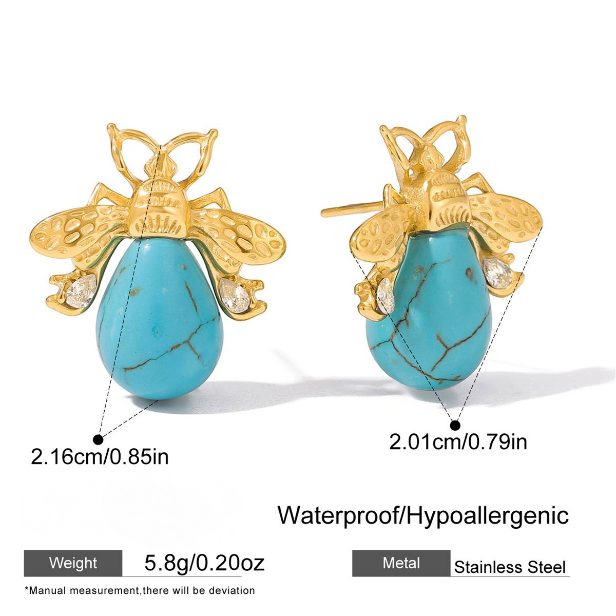 Stainless Steel Cubic Zirconia Imitation Pearl Stud Earrings