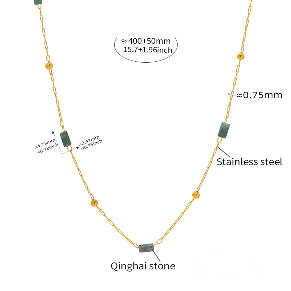 Natural Stone Beaded Stainless Steel Necklace