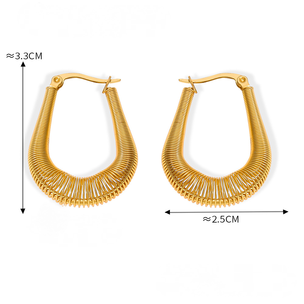 Stainless Steel Personality Spring Line Hoop Earrings