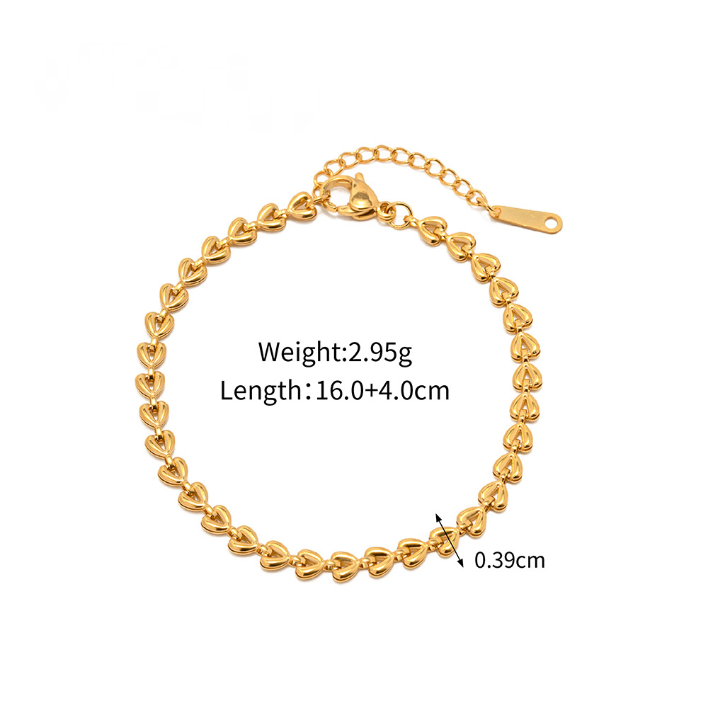 Stainless Steel Heart Braided Necklace Bracelet Set