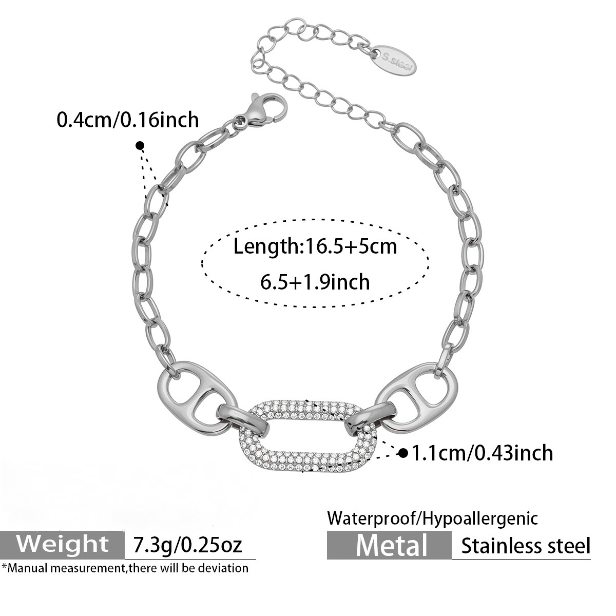 Stainless Steel 5A CZ Star Bead Chain Bracelet