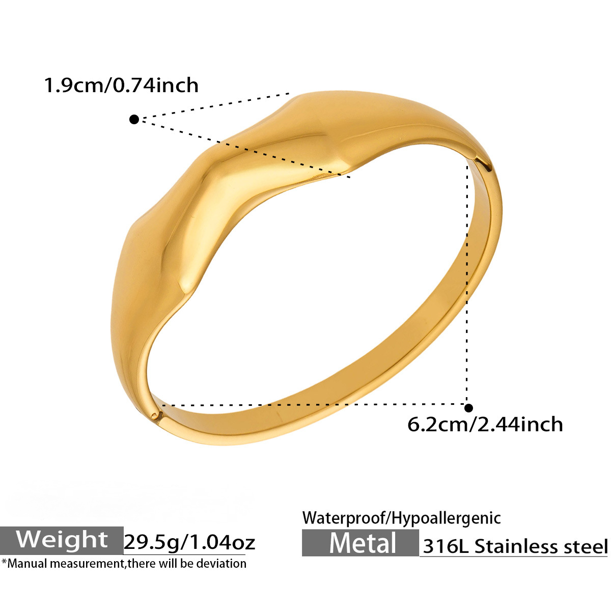 Stainless Steel 18K Gold PVD Smooth Plain Bangle