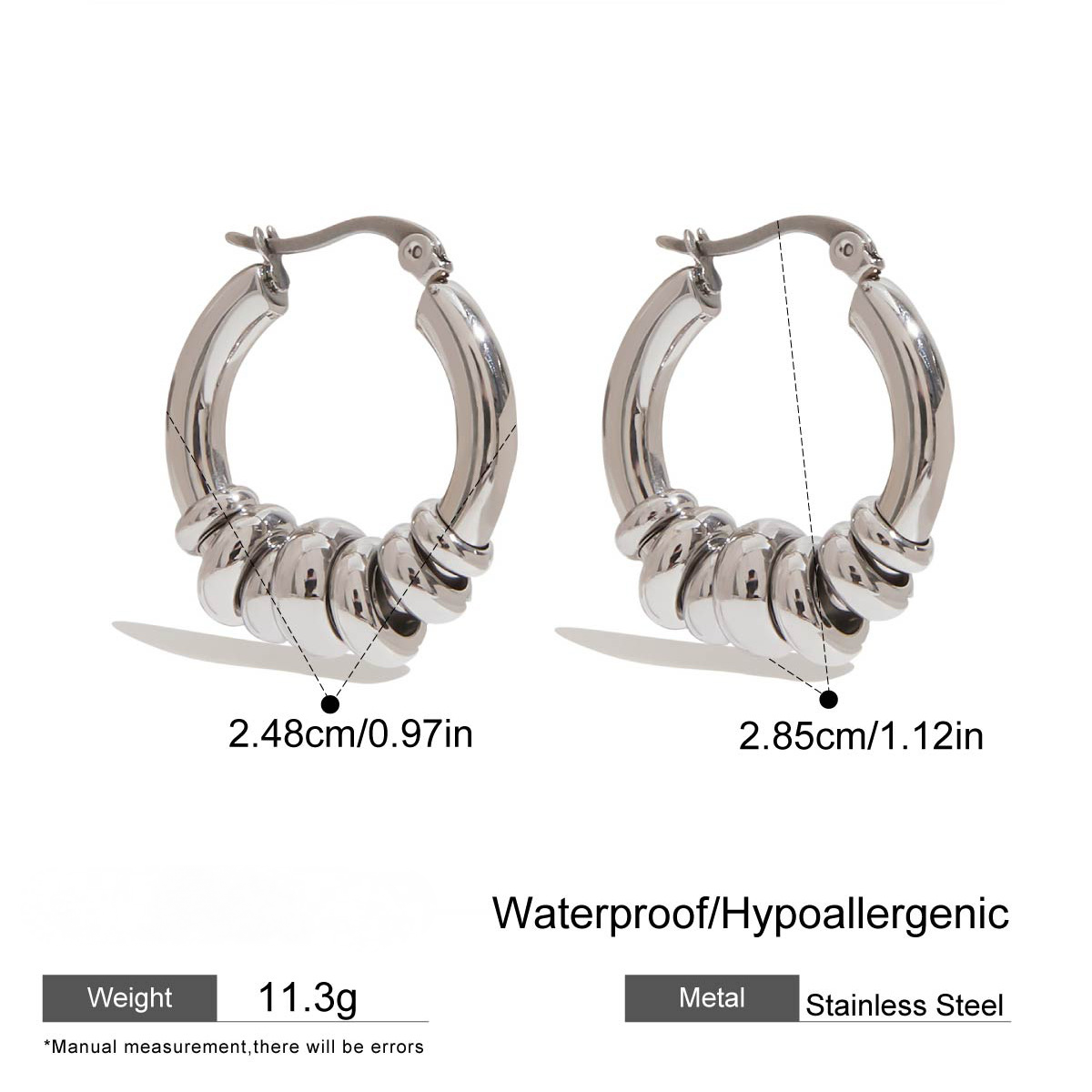 Stainless Steel Circular Geometric Hoop Earrings