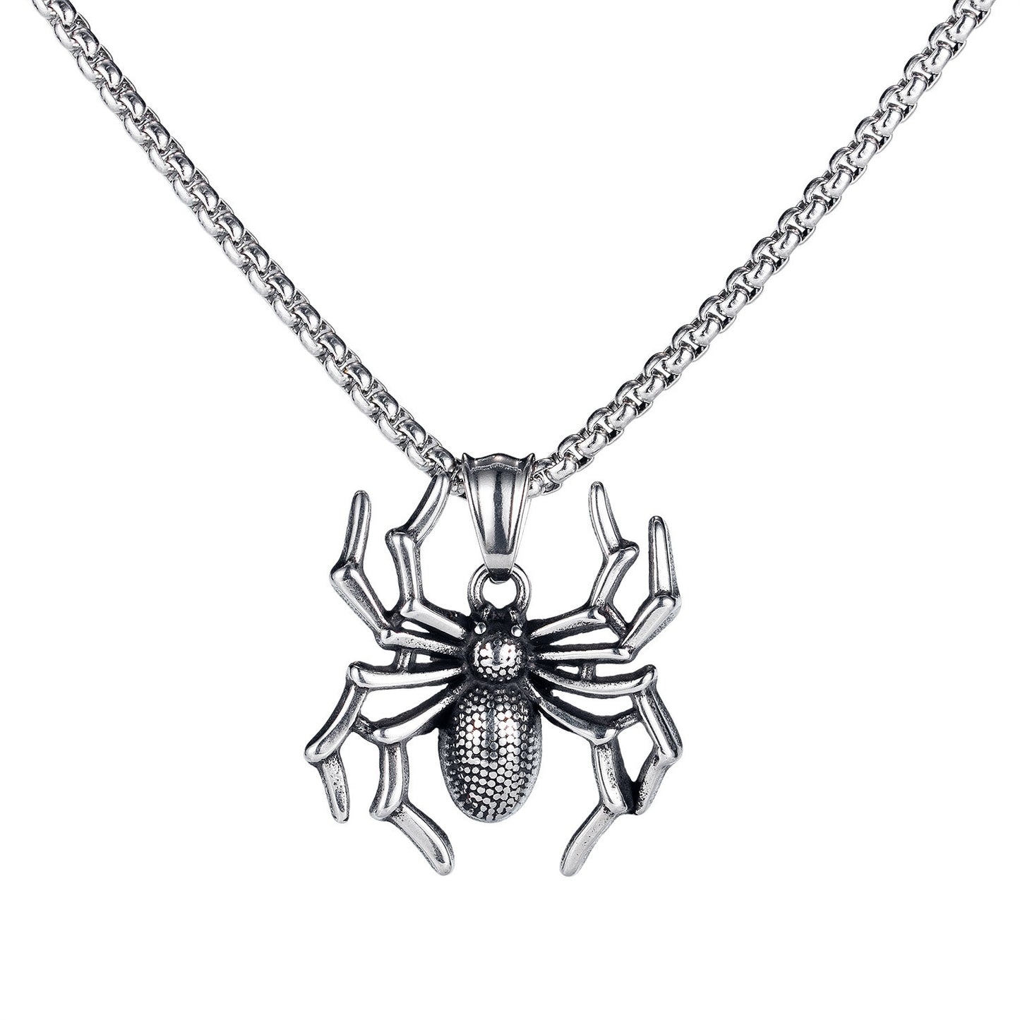 Stainless Steel Spider Pendant Necklace