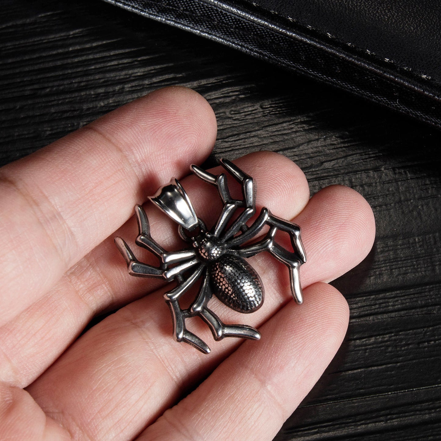 Stainless Steel Spider Pendant Necklace