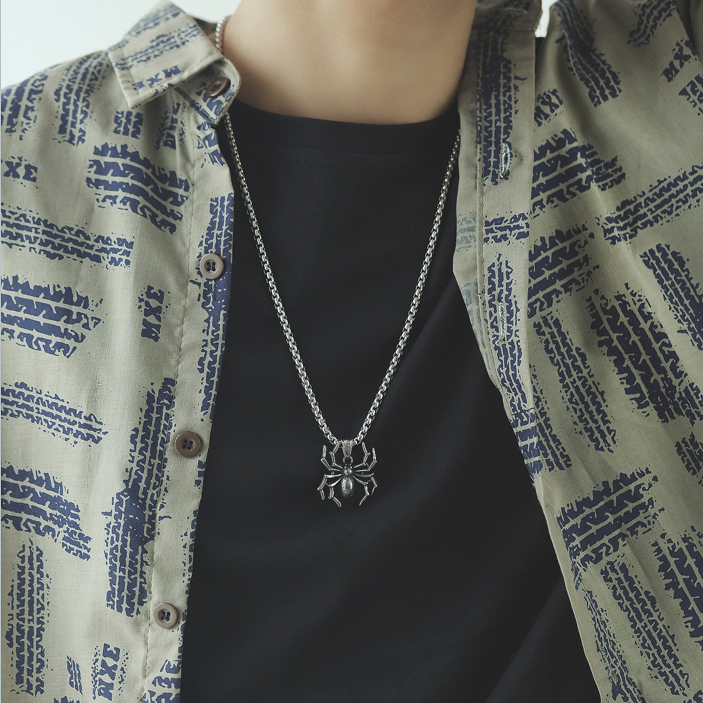 Stainless Steel Spider Pendant Necklace
