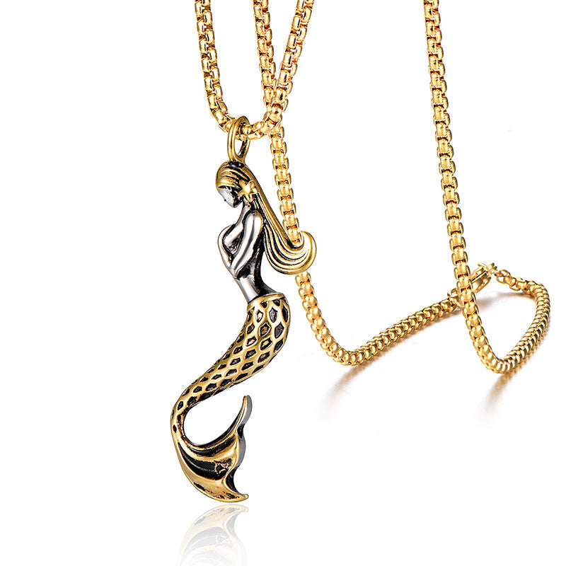 Stainless Steel Mermaid Pendant Necklace