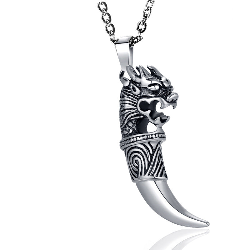 Stainless Steel Wolf Tooth Pendant Necklace