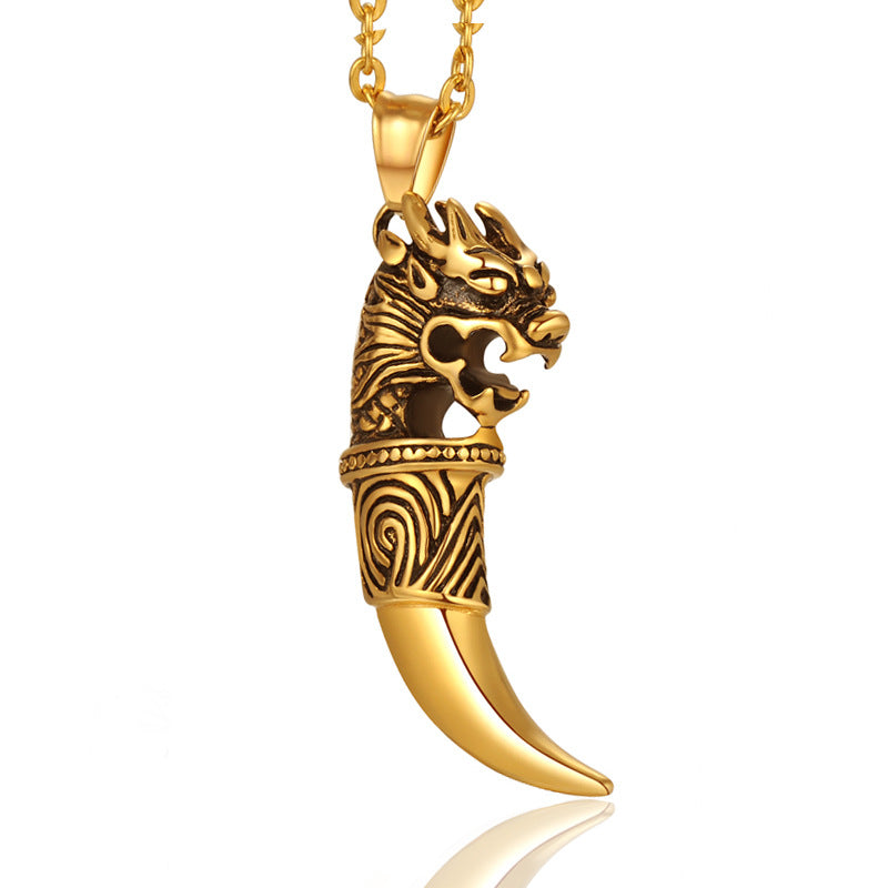 Stainless Steel Wolf Tooth Pendant Necklace