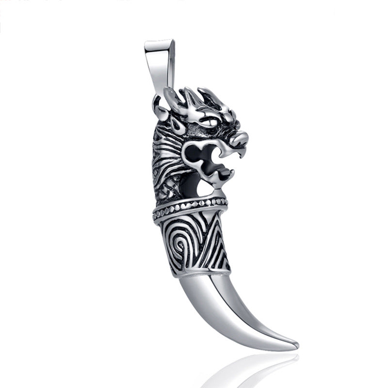 Stainless Steel Wolf Tooth Pendant Necklace