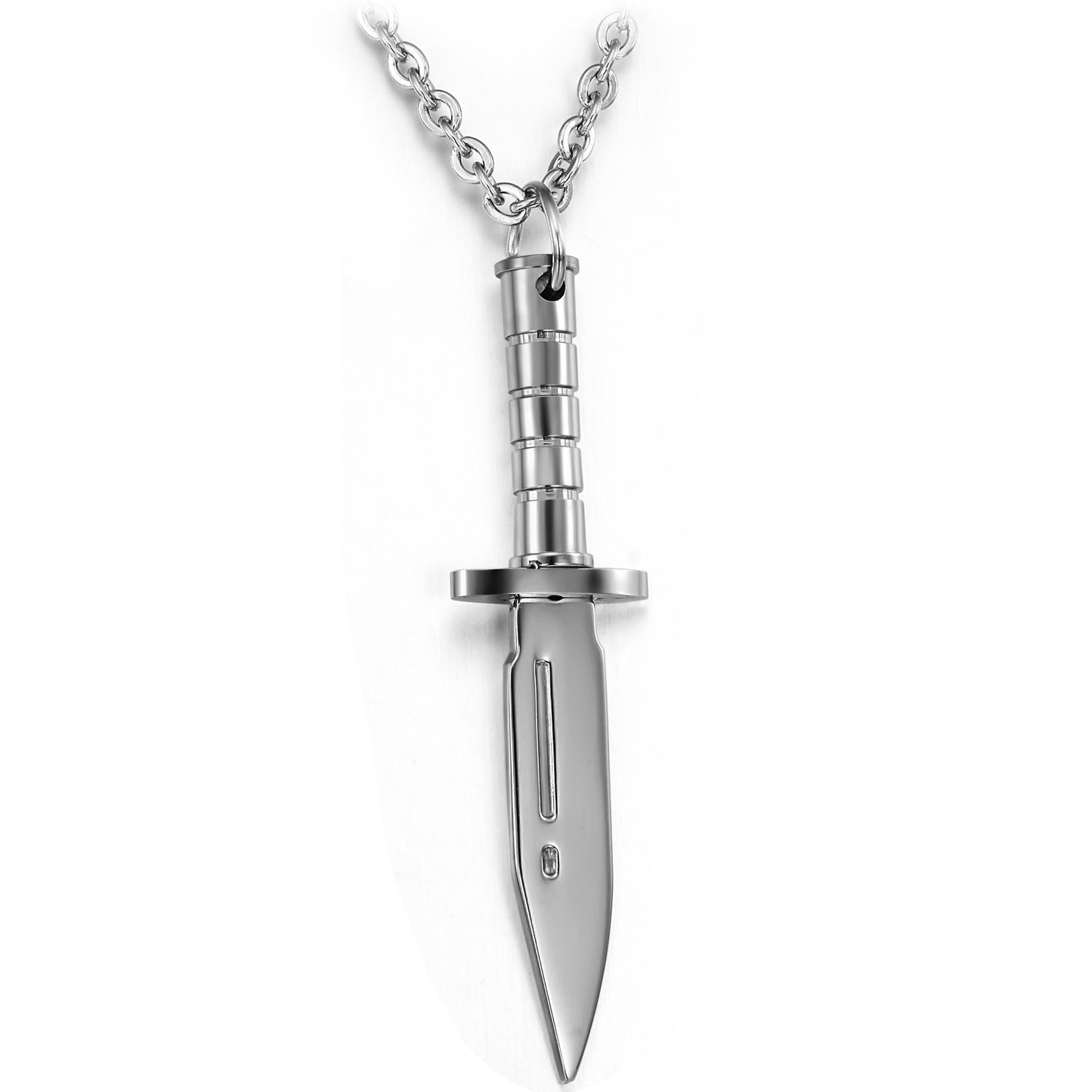 Collier pendentif poignard en acier inoxydable