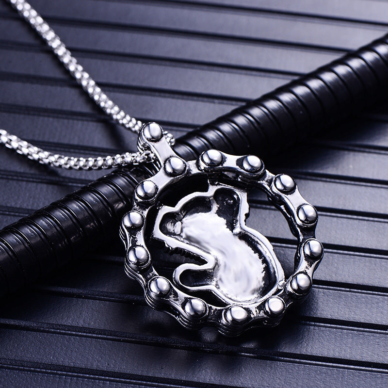 Stainless Steel Engine Pendant Necklace