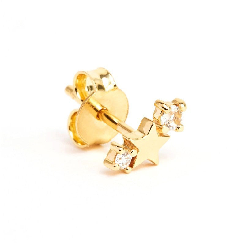 Stainless Steel Star Inlay Birthstone Zodiac Stud Earrings