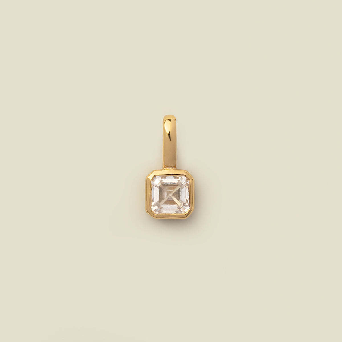 Stainless Steel Cube Birthstone Pendant