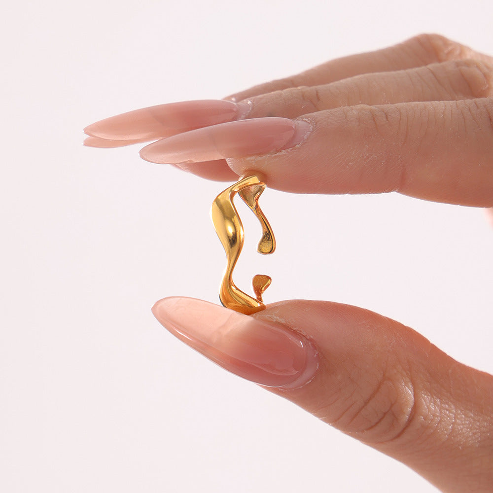 Stainless Steel Curve Polished Ring