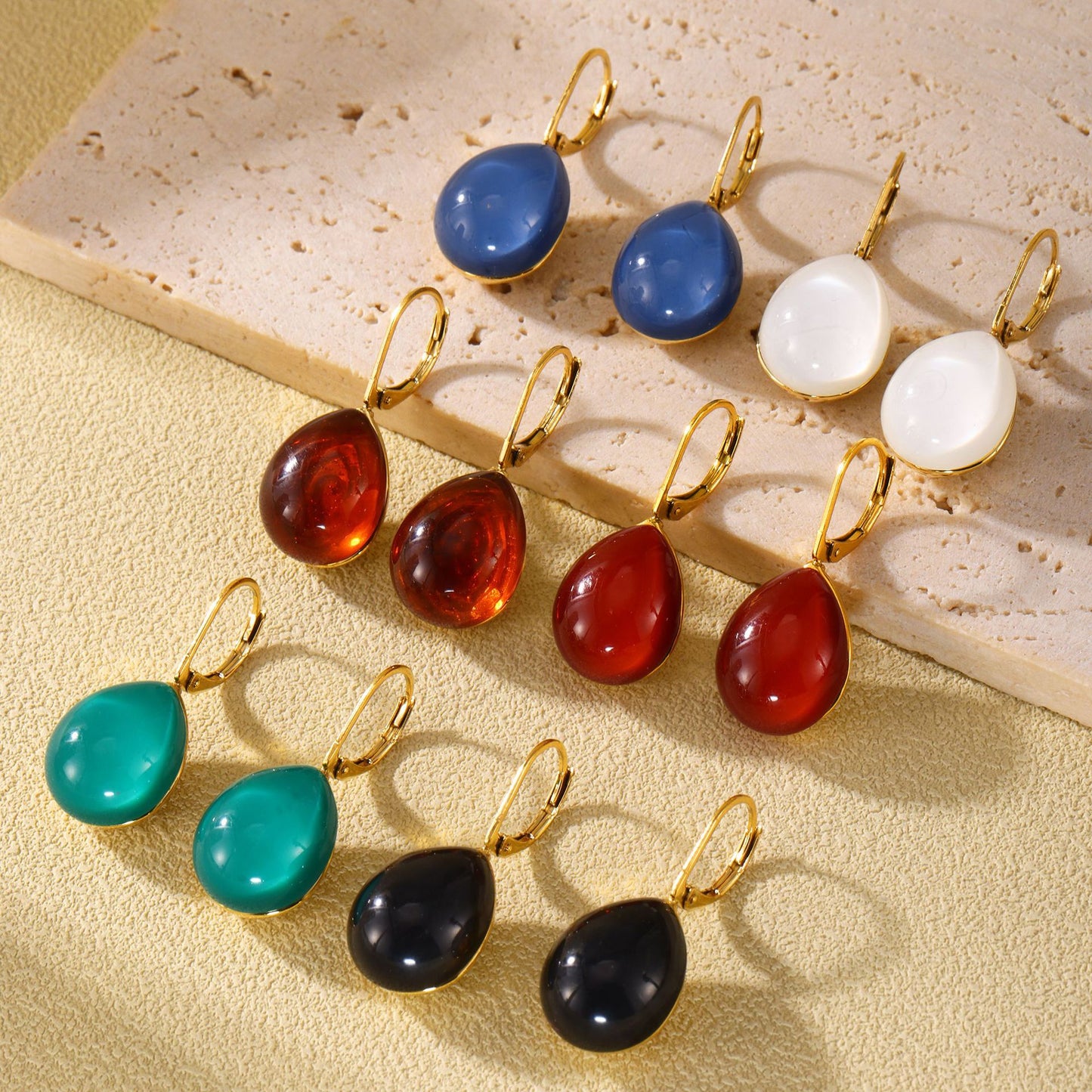 Stainless Steel Resin Drop Shape Multicolor Earrings