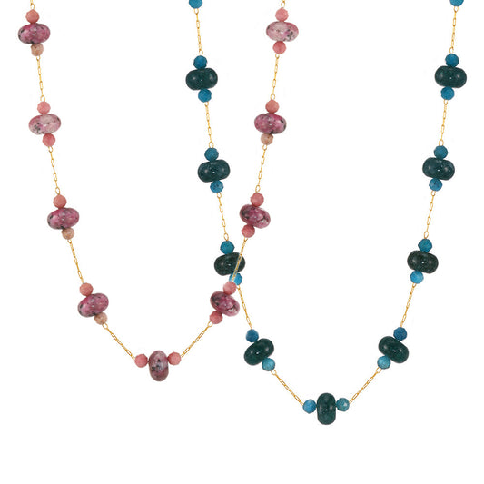Stainless Steel Natural Stone Beaded Necklace