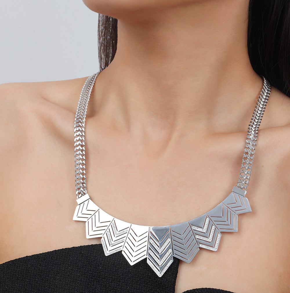 Exaggerated and Creative Hollow Cubic Zirconia Necklace