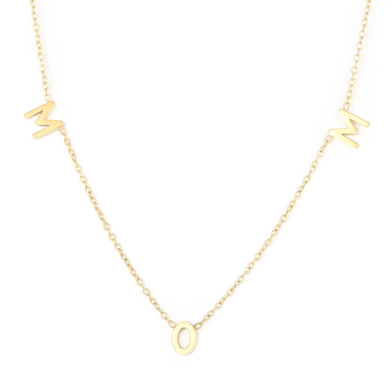 Stainless Steel MOM Single Letter Necklace