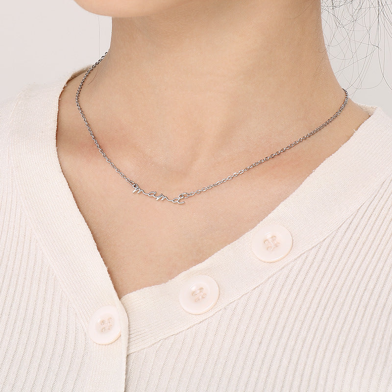 Stainless Steel Mama Letter Pendant Cable Chain Necklace