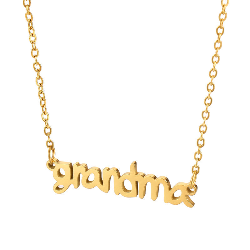 Stainless Steel Grandma Letter Pendant Necklace