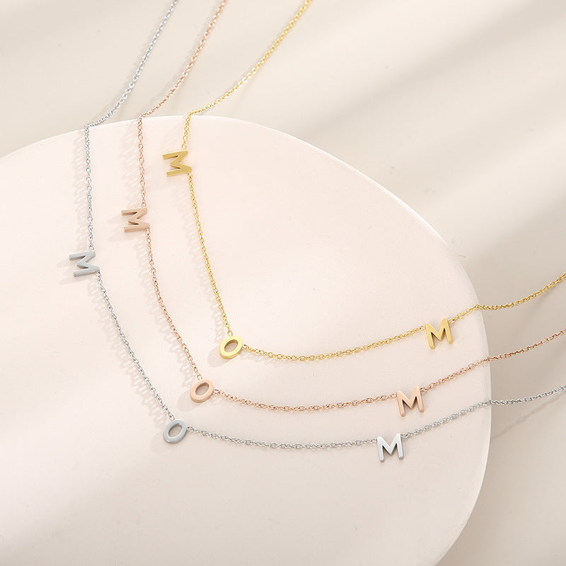 Stainless Steel MOM Single Letter Necklace