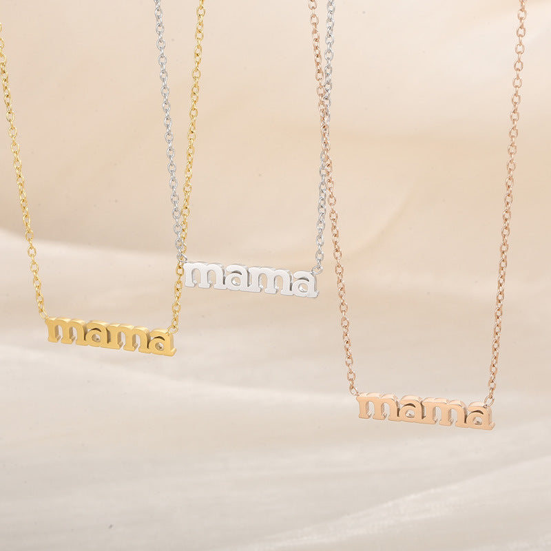 Stainless Steel Mama Letter Pendant Necklace