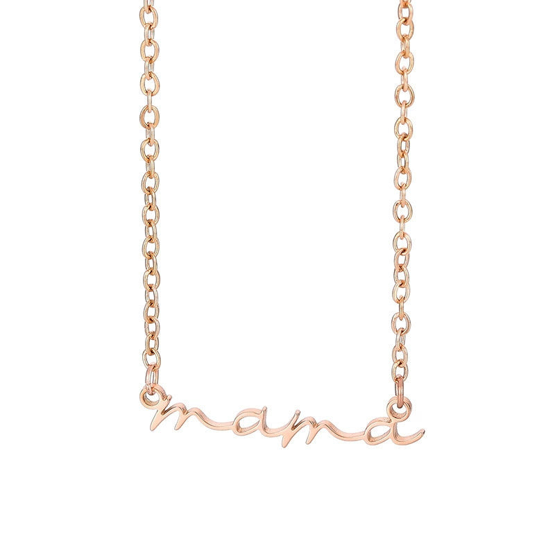 Stainless Steel Mama Letter Pendant Cable Chain Necklace