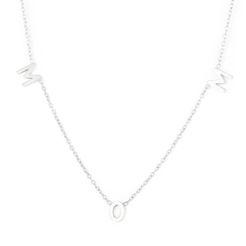 Stainless Steel MOM Single Letter Necklace