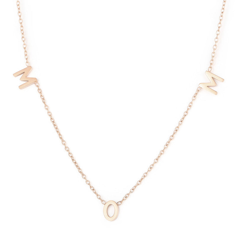 Stainless Steel MOM Single Letter Necklace