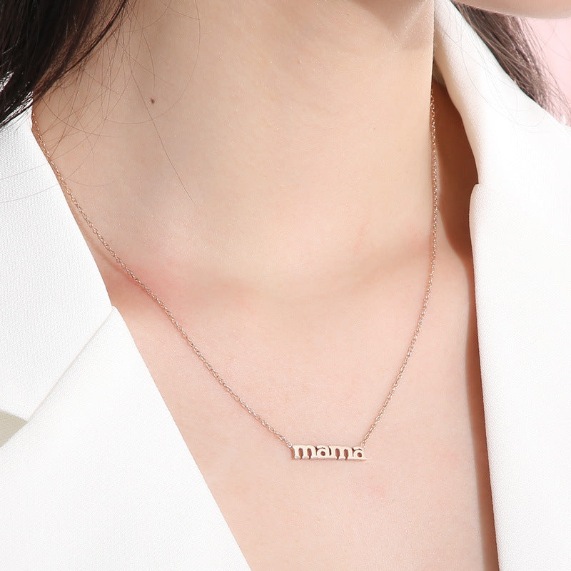 Stainless Steel Mama Letter Pendant Necklace