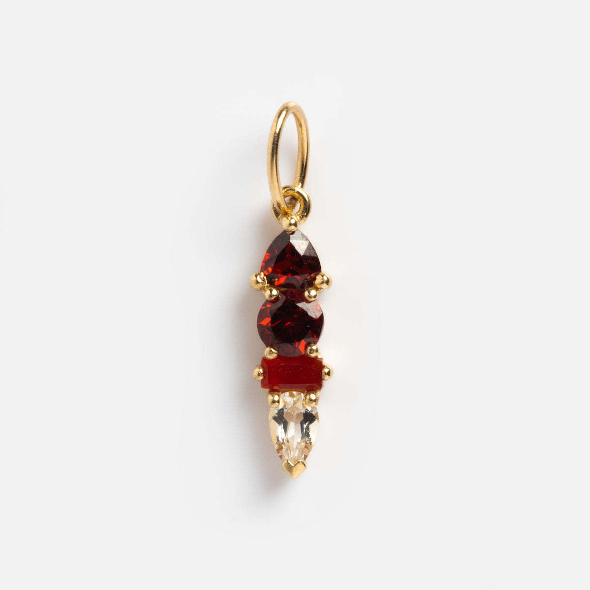 Stainless Steel 4 Cubic Zirconia Combination Birthstone Pendant