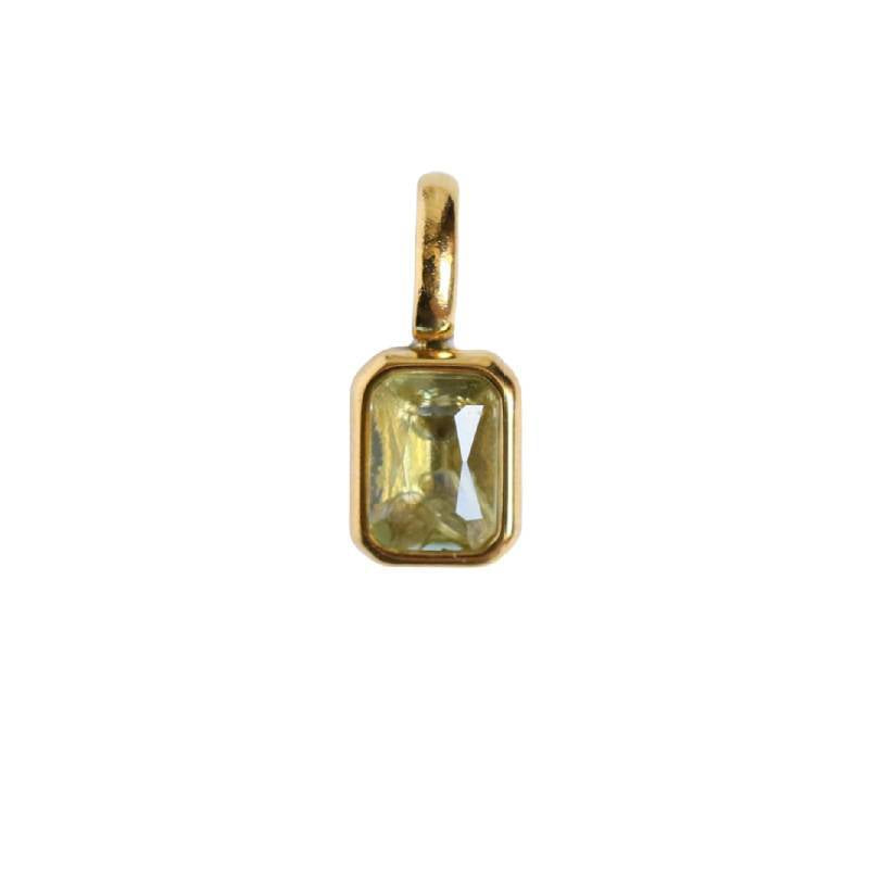 Stainless Steel Rectangular Bevel Birthstone Pendant