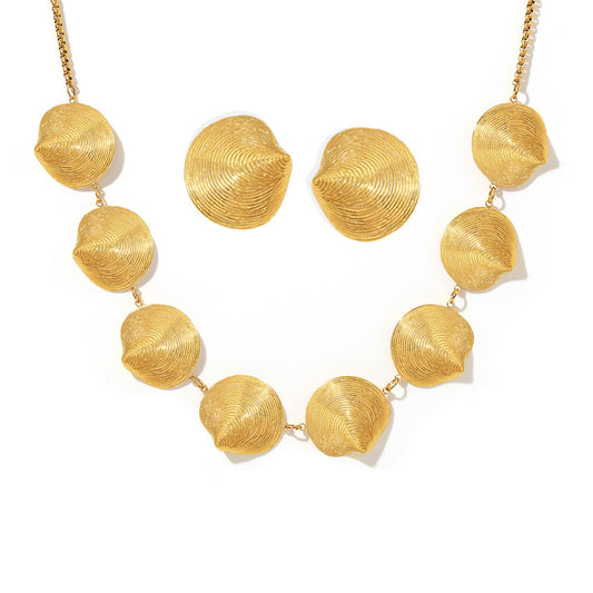Stainless Steel Shell Necklace Earrings Jewelry Suit