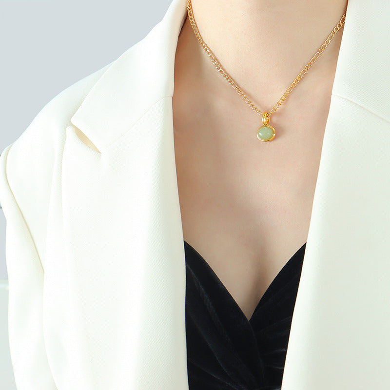 Green Aventurine Pendant Necklace Earrings Jewelry Suit