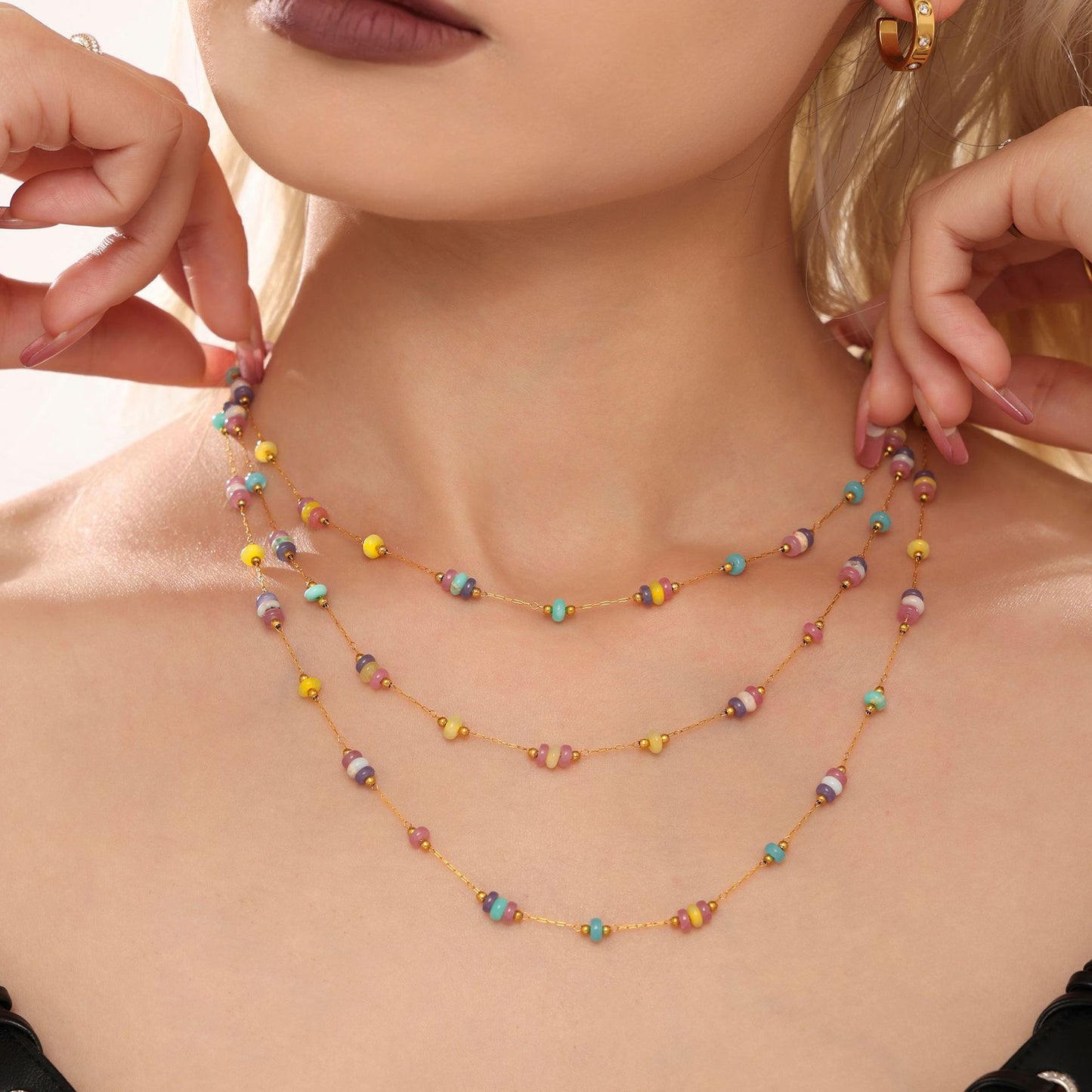 Rainbow Cute Beaded Necklace Bracelet Jewelry Suit