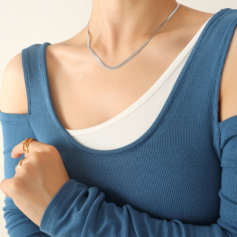 Stainless Steel Snake Chain Necklace Bracelet Jewelry Suit