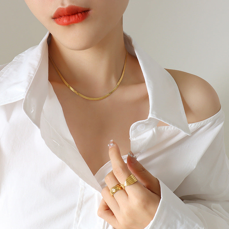 Stainless Steel Snake Chain Necklace Bracelet Jewelry Suit