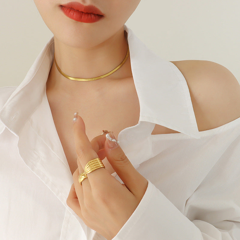 Stainless Steel Snake Chain Necklace Bracelet Jewelry Suit