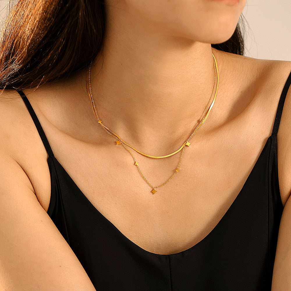 Stainless Steel Stackable Star Charm Necklace