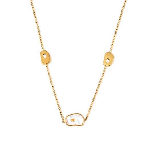 White Sea Shell Pendant Stainless Steel Necklace
