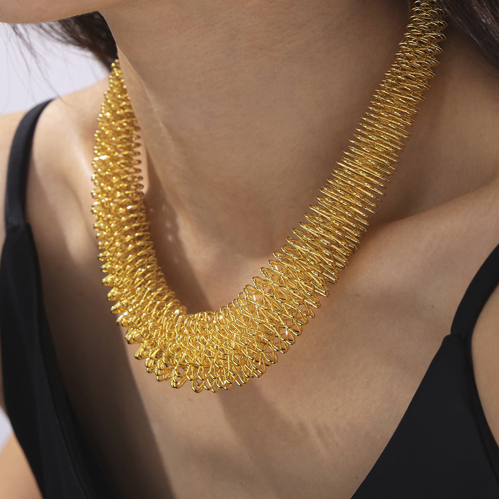Stainless Steel Hip-hop Style Spring Shape Necklace