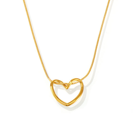 Stainless Steel Heart Shape Line Pendant Necklace