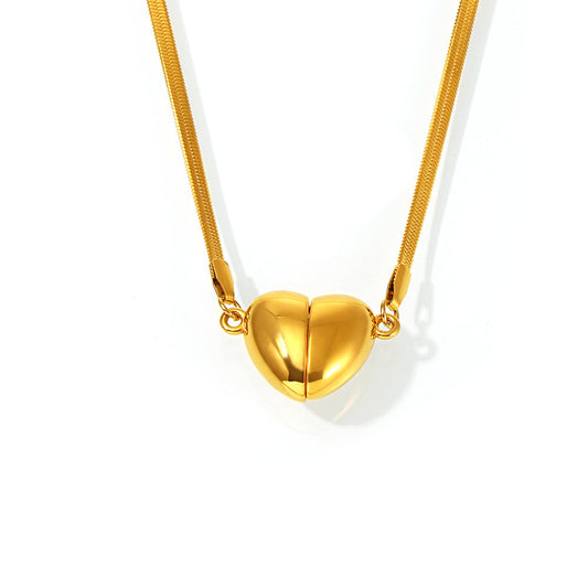 Detachable Heart Pendant Stainless Steel Necklace