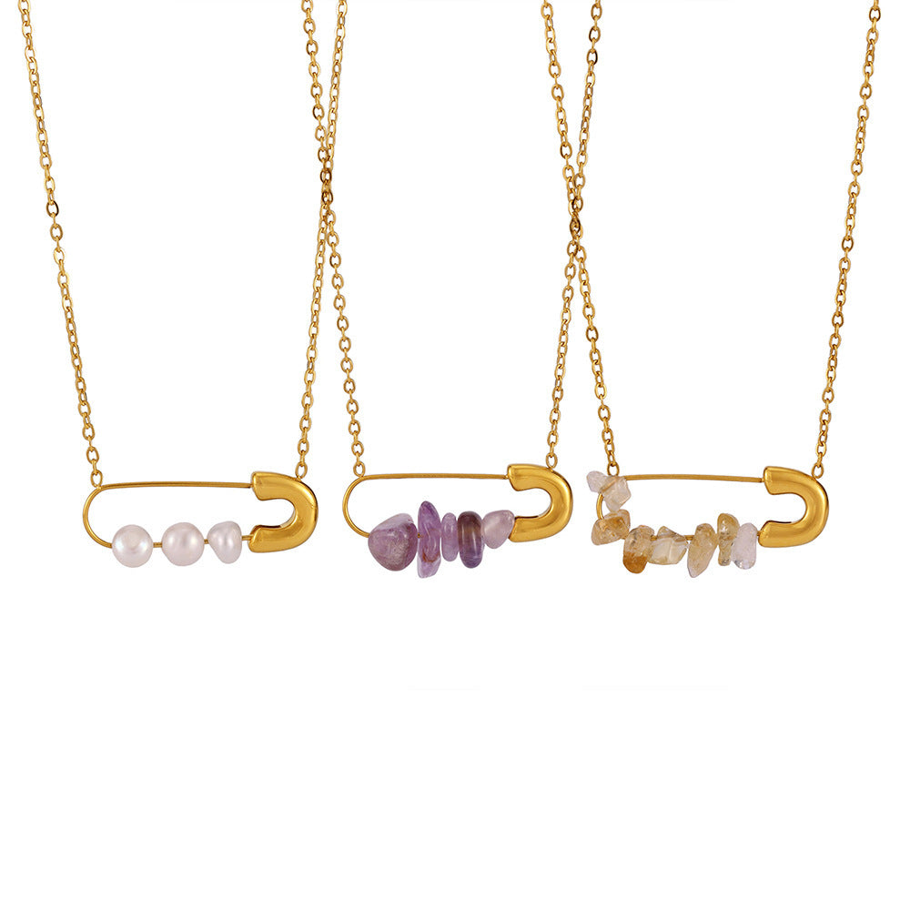 Stainless Steel Paper Clip Pendant Necklace
